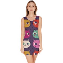 Colorful Kitties Sleeveless Bodycon Dress by Brittlevirginclothing