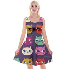 Colorful Kitties Reversible Velvet Sleeveless Dress by Brittlevirginclothing