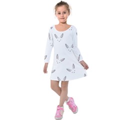 Cute Bunnies Kids  Long Sleeve Velvet Dress by Brittlevirginclothing