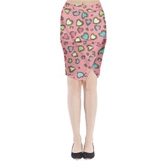 Rainbow Leopard Styled Hearts  Midi Wrap Pencil Skirt by Brittlevirginclothing