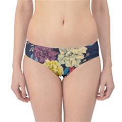 Deep Blue Vintage Flowers Hipster Bikini Bottoms by Brittlevirginclothing