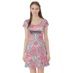 Moroccan flower mosaic Short Sleeve Skater Dress