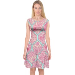 Moroccan flower mosaic Capsleeve Midi Dress