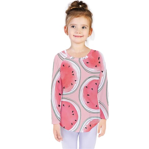 Cute Watermelon Kids  Long Sleeve Tee by Brittlevirginclothing