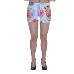 Watercolor Colorful Roses Skinny Shorts by Brittlevirginclothing