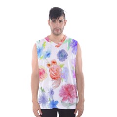 Watercolor Colorful Roses Men s Basketball Tank Top by Brittlevirginclothing