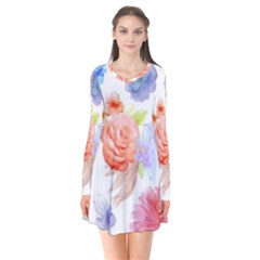 Watercolor Colorful Roses Flare Dress by Brittlevirginclothing