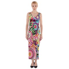 Colorful Flower Pattern Fitted Maxi Dress by Brittlevirginclothing