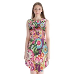 Colorful Flower Pattern Sleeveless Chiffon Dress   by Brittlevirginclothing