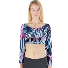 Colorful Palm Pattern Long Sleeve Crop Top by Brittlevirginclothing