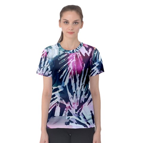 Colorful Palm Pattern Women s Sport Mesh Tee by Brittlevirginclothing