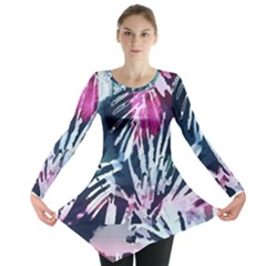 Colorful Palm Pattern Long Sleeve Tunic 