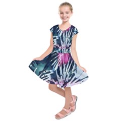 Colorful Palm Pattern Kids  Short Sleeve Dress by Brittlevirginclothing