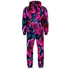 Purple Flowers Hooded Jumpsuit (men)  by Brittlevirginclothing