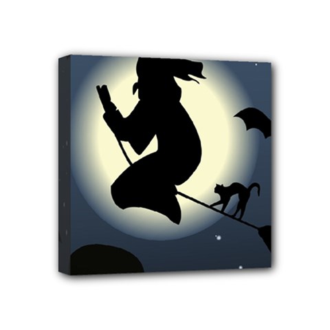 Halloween Card With Witch Vector Clipart Mini Canvas 4  X 4  by Nexatart