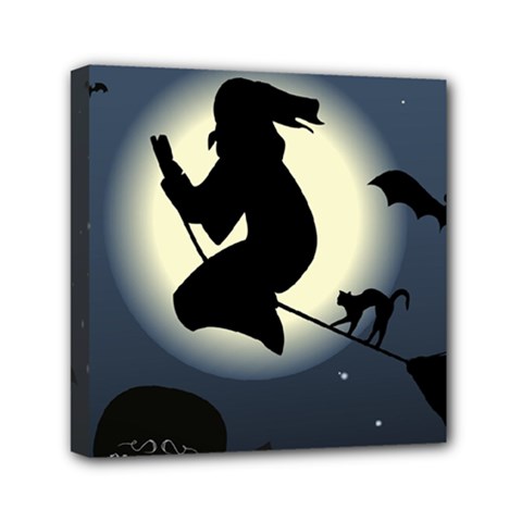 Halloween Card With Witch Vector Clipart Mini Canvas 6  X 6  by Nexatart