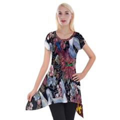 Quilt Short Sleeve Side Drop Tunic