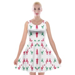 Reindeer Pattern Velvet Skater Dress by Nexatart