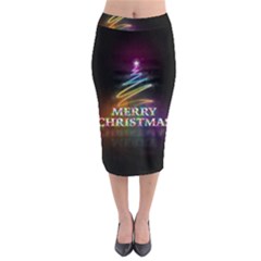Merry Christmas Abstract Midi Pencil Skirt