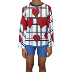 Hearts pattern Kids  Long Sleeve Swimwear
