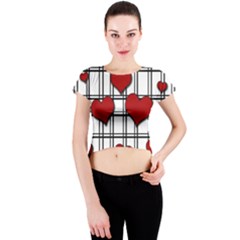 Hearts pattern Crew Neck Crop Top