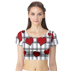 Hearts pattern Short Sleeve Crop Top (Tight Fit)
