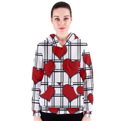 Hearts Pattern Women s Zipper Hoodie by Valentinaart