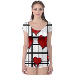 Hearts pattern Boyleg Leotard 