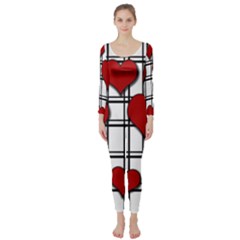 Hearts pattern Long Sleeve Catsuit