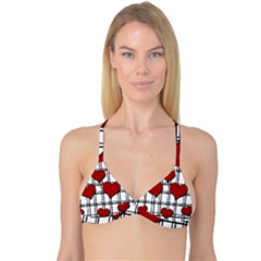 Hearts pattern Reversible Tri Bikini Top