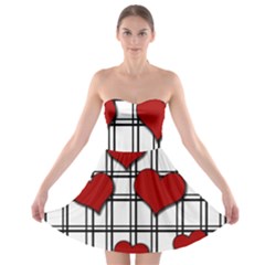 Hearts pattern Strapless Bra Top Dress