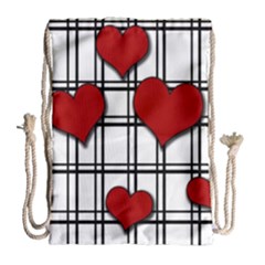 Hearts pattern Drawstring Bag (Large)