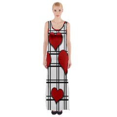 Hearts pattern Maxi Thigh Split Dress