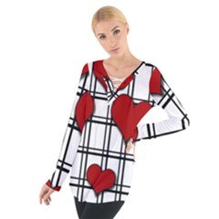 Hearts pattern Women s Tie Up Tee