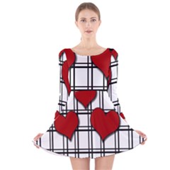 Hearts pattern Long Sleeve Velvet Skater Dress