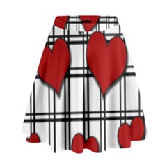 Hearts pattern High Waist Skirt