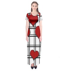 Hearts pattern Short Sleeve Maxi Dress