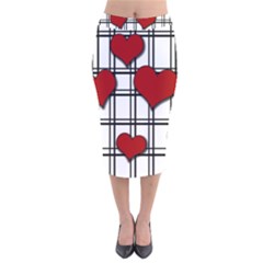 Hearts pattern Velvet Midi Pencil Skirt