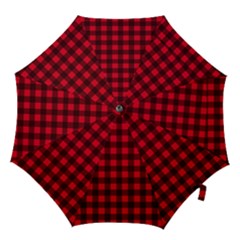 Red And Black Plaid Pattern Hook Handle Umbrellas (medium) by Valentinaart