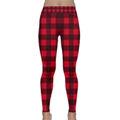 Red And Black Plaid Pattern Classic Yoga Leggings by Valentinaart