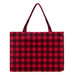 Red And Black Plaid Pattern Medium Tote Bag by Valentinaart