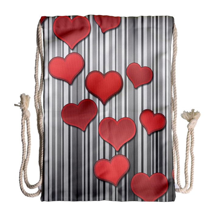 Valentines day pattern Drawstring Bag (Large)