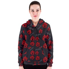 Anarchy Pattern Women s Zipper Hoodie by Valentinaart