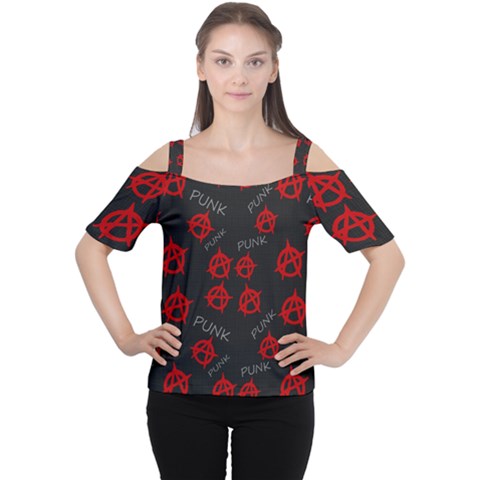 Anarchy Pattern Women s Cutout Shoulder Tee by Valentinaart