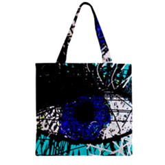 Blue Eye Zipper Grocery Tote Bag by Valentinaart