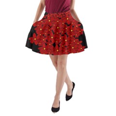 Red Bouquet  A-line Pocket Skirt by Valentinaart