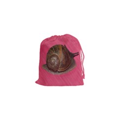 Snail Pink Background Drawstring Pouches (xs)  by Nexatart