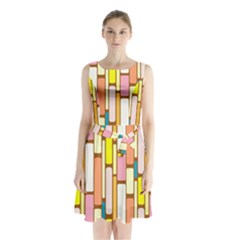 Retro Blocks Sleeveless Chiffon Waist Tie Dress by Nexatart