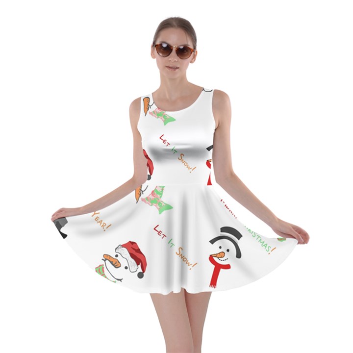 Snowman Christmas Pattern Skater Dress