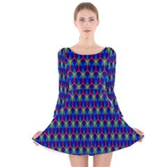 Honeycomb Fractal Art Long Sleeve Velvet Skater Dress